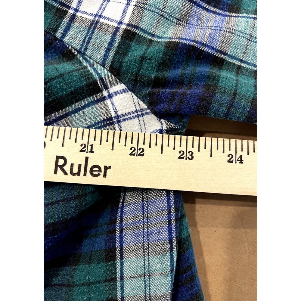 LANZ OF SALZBURG Blue and Green Plaid Long Flannel Nightgown Prairie Med. Cotton - Picture 7 of 11